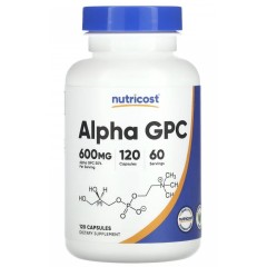 Nutricost, альфа-ГФХ, Alpha GPC, 600 мг, 120 капсул